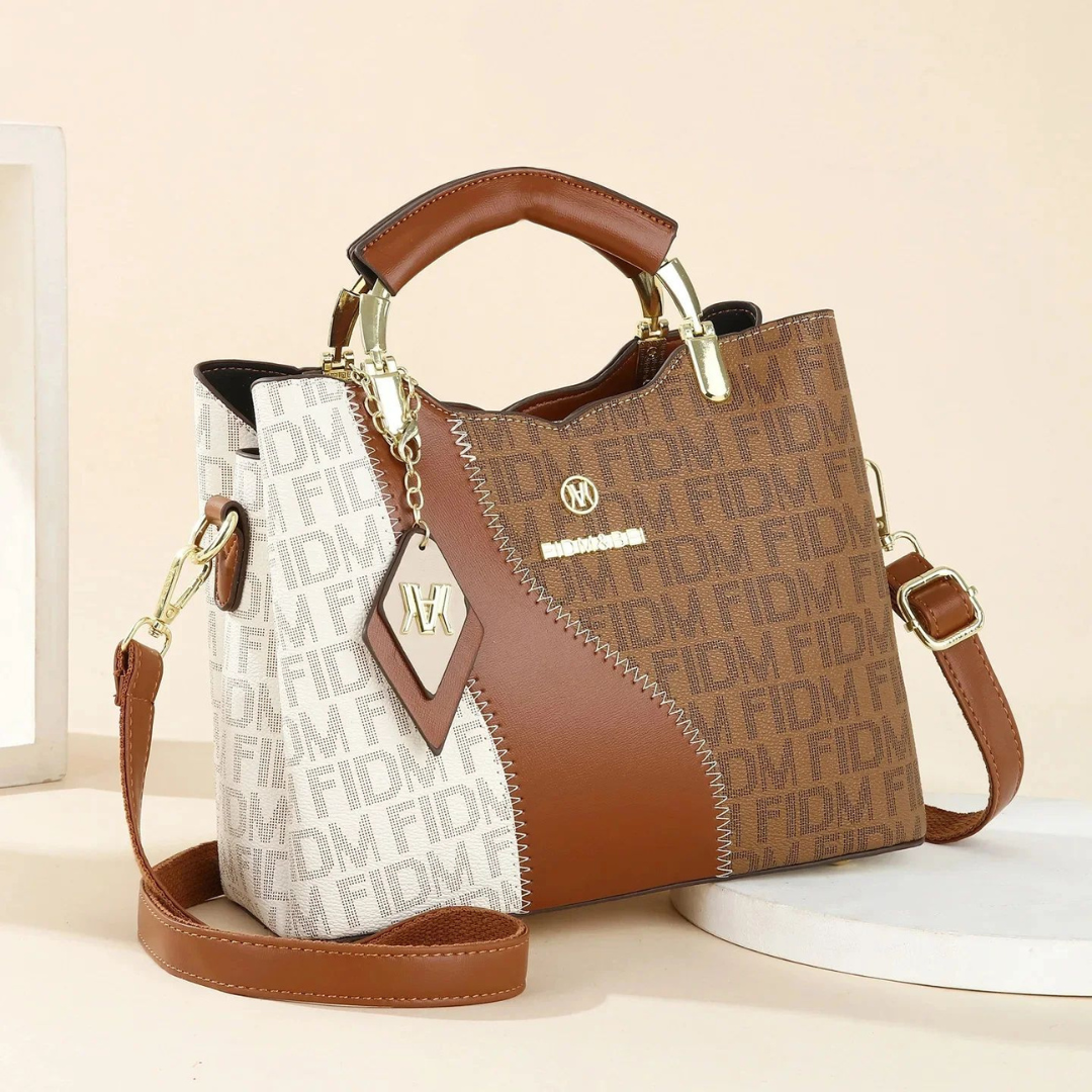 Borsa a Mano in Ecopelle Monogram con Tracolla Removibile