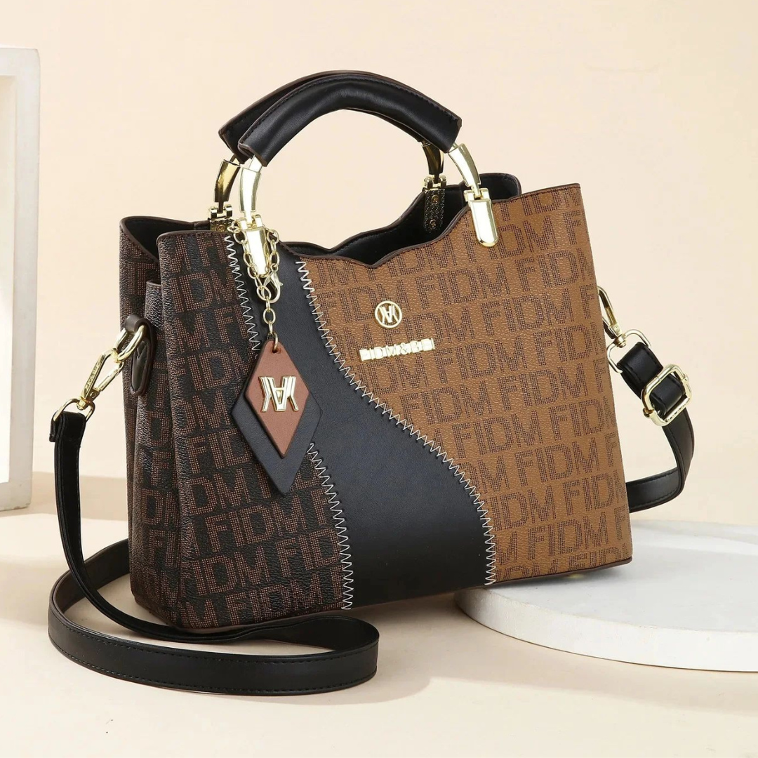 Borsa a Mano in Ecopelle Monogram con Tracolla Removibile