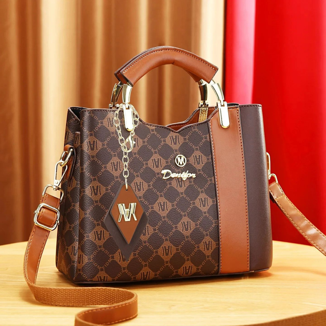 Borsa a Mano in Ecopelle Monogram con Tracolla Removibile