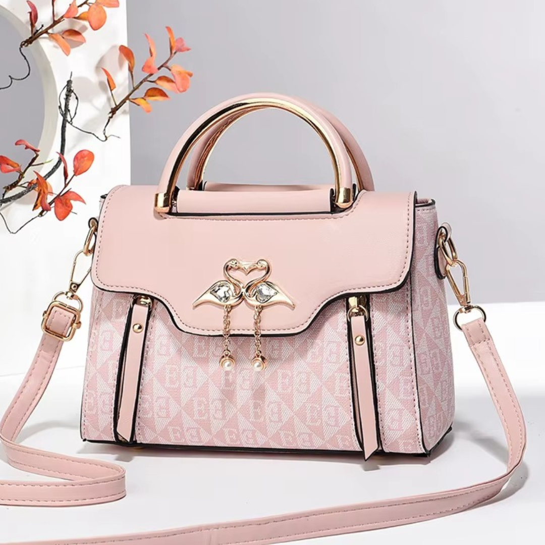 Borsa Elegante con Dettagli Oro e Texture Iconica