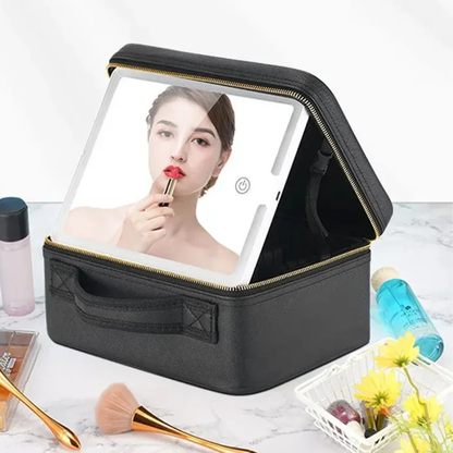 Valigetta Porta Trucchi Ricaricabile con Illuminazione LED, Scomparti Modulabili