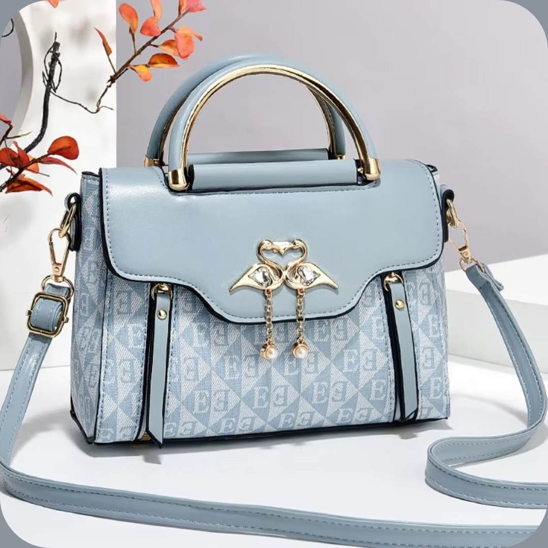 Borsa Elegante con Dettagli Oro e Texture Iconica