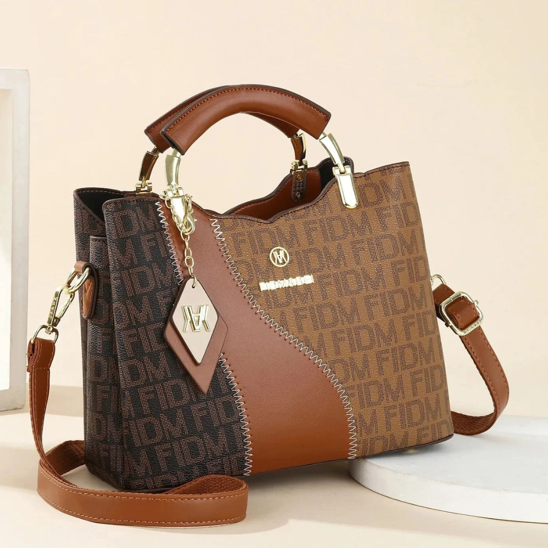 Borsa a Mano in Ecopelle Monogram con Tracolla Removibile