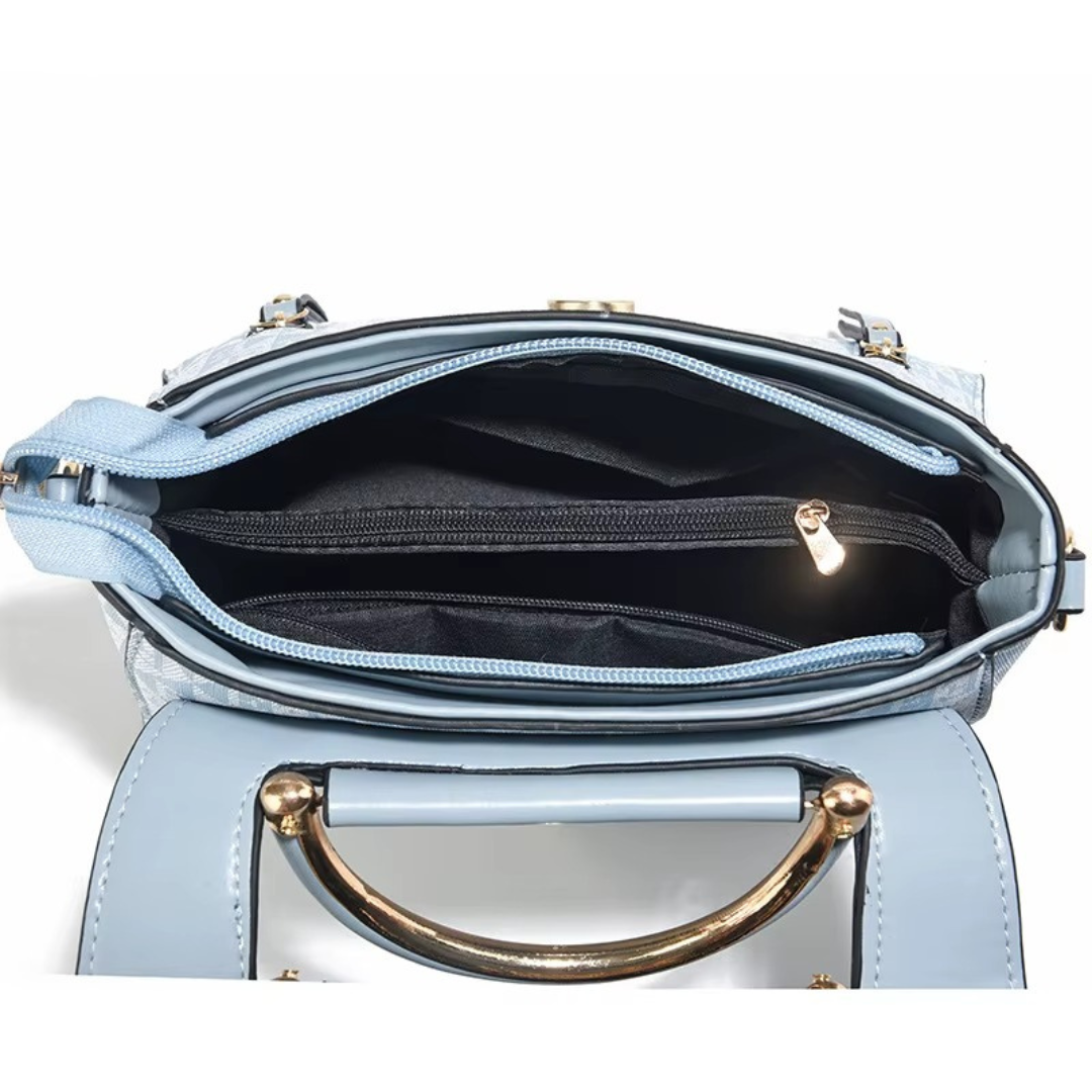 Borsa Elegante con Dettagli Oro e Texture Iconica