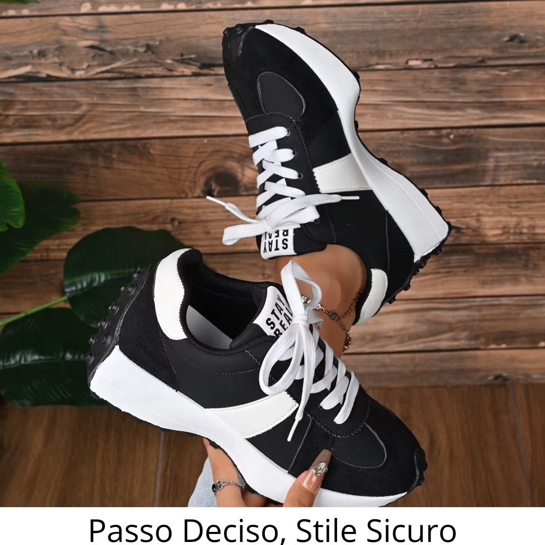 Sneakers Donna Urban Black & White con Suola Track