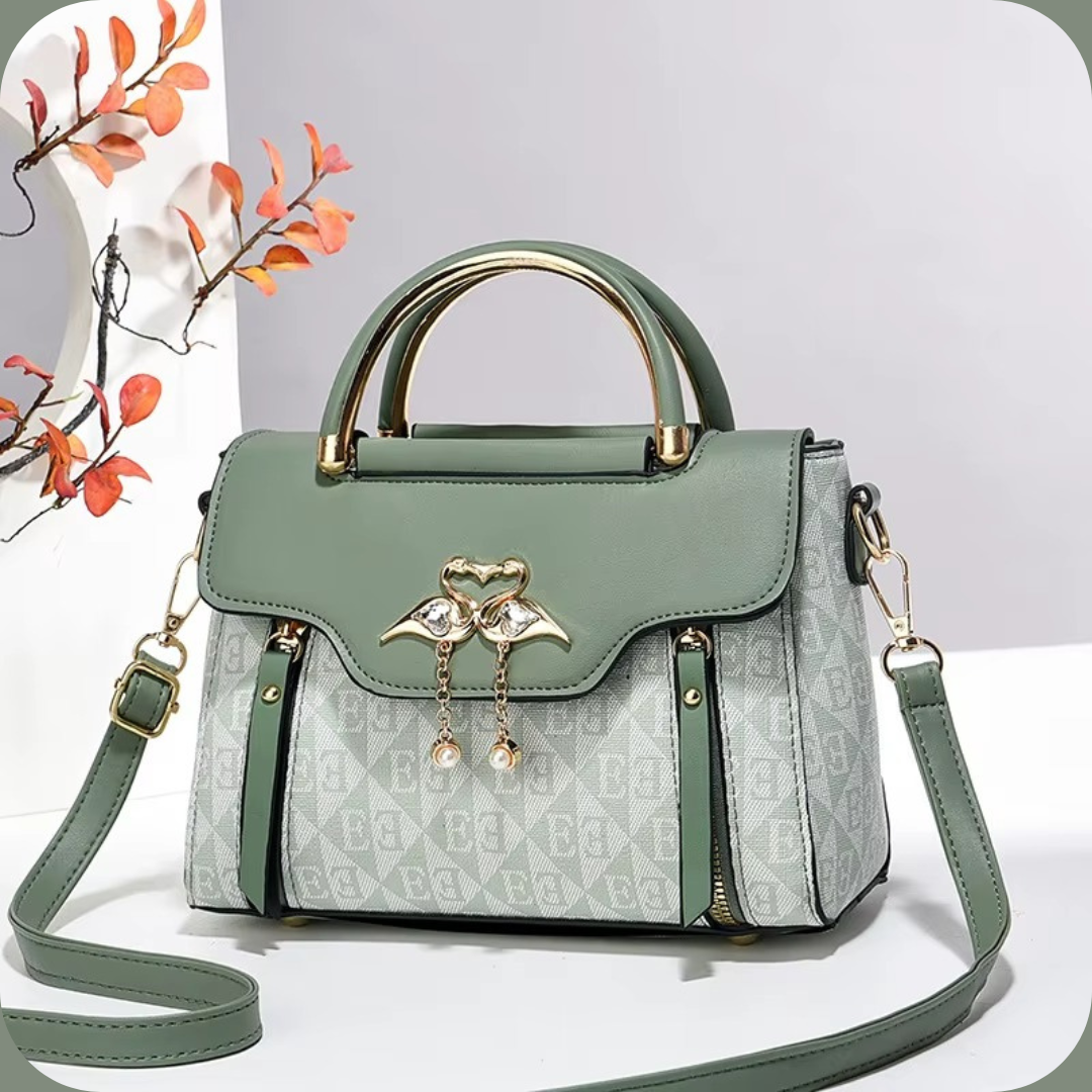 Borsa Elegante con Dettagli Oro e Texture Iconica