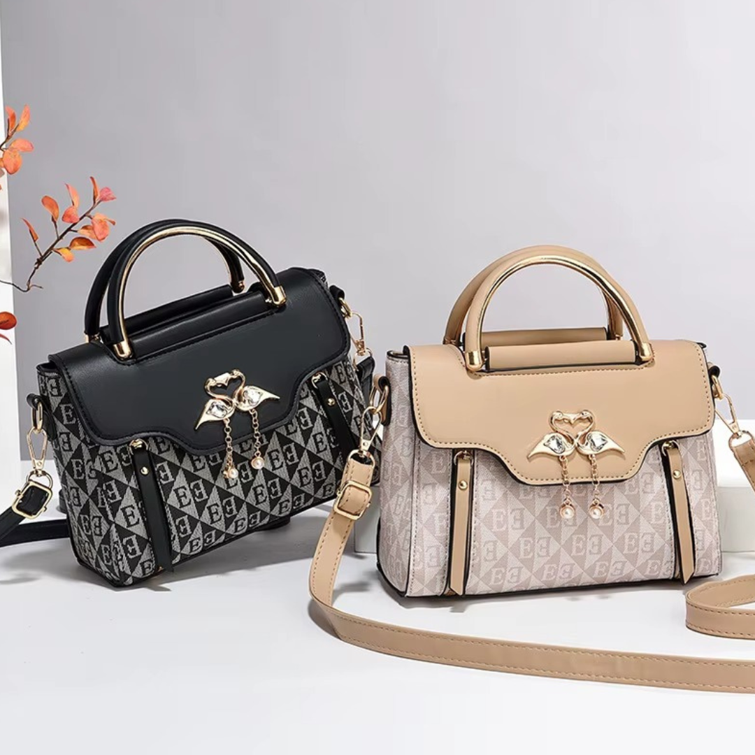 Borsa Elegante con Dettagli Oro e Texture Iconica